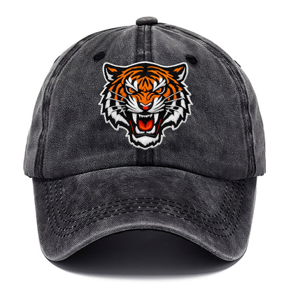 TIGER STRIPES FACE - fierce tiger face in orange, black and white , predator power - Classic Cap - Graphite