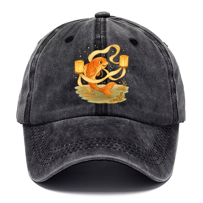 Koi weaving silk streamers through floating lanterns on tranquil water - Classic Cap - Graphite