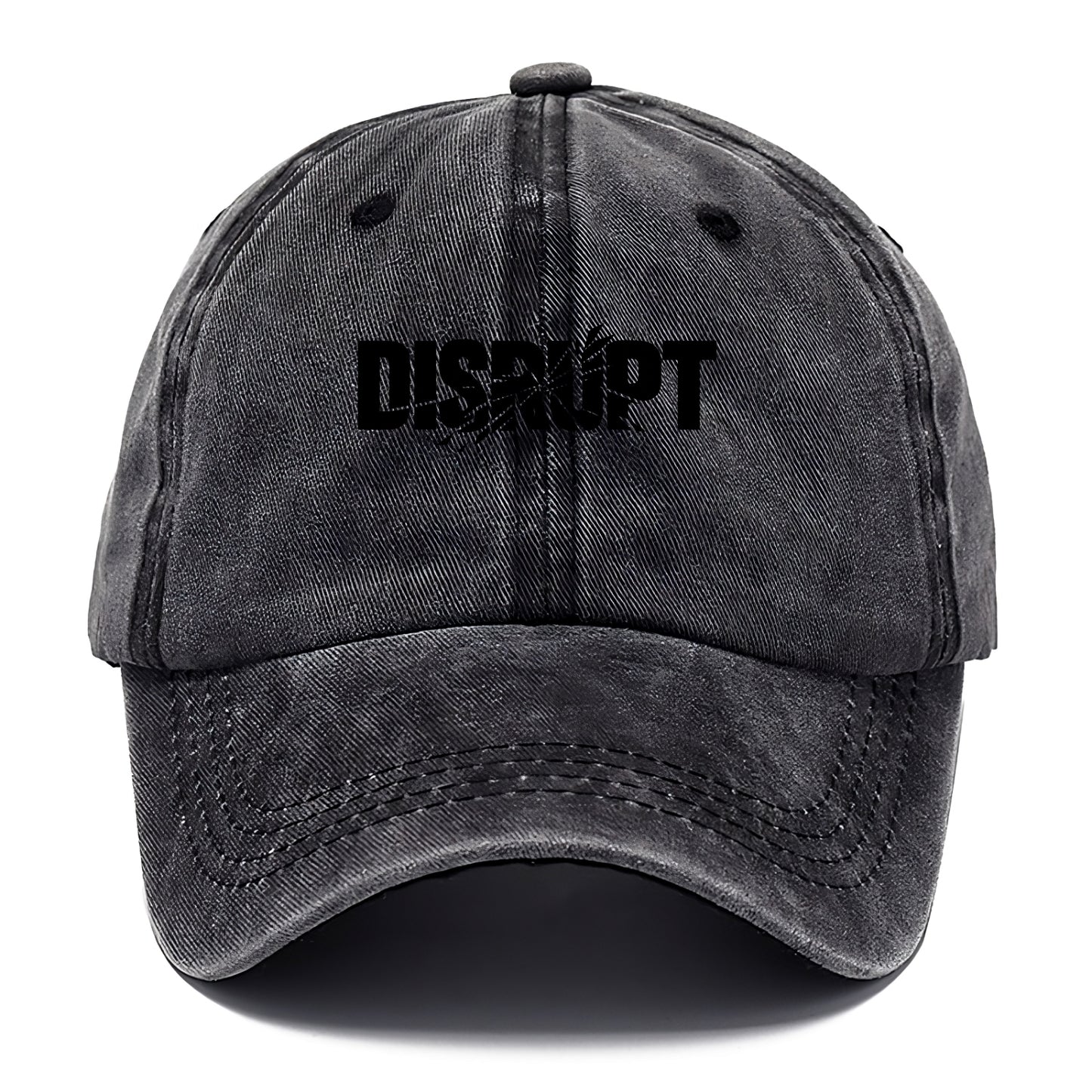 Bold typography design - "DISRUPT" - breaking patterns, changing game - Classic Cap - Graphite