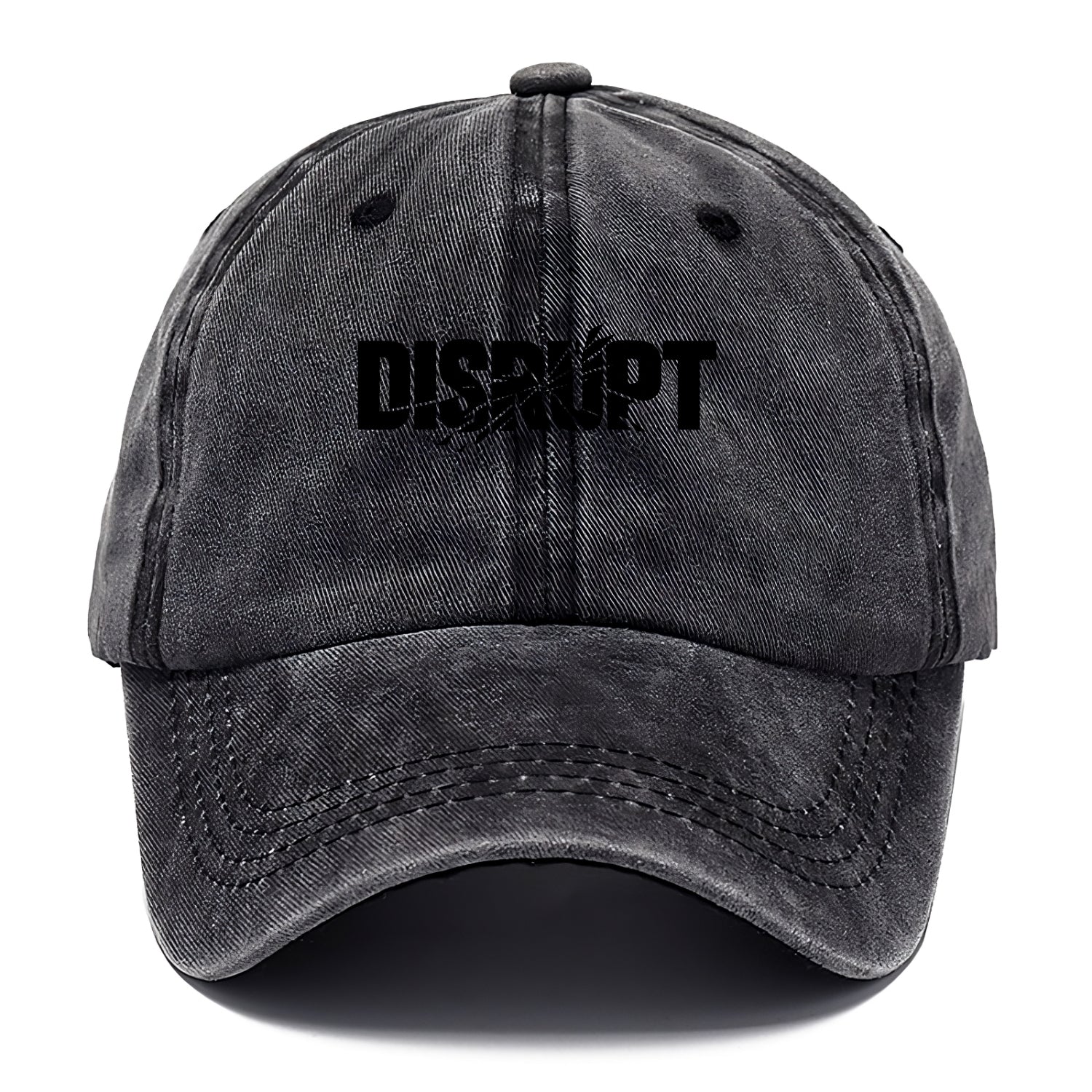 Bold typography design - "DISRUPT" - breaking patterns, changing game - Classic Cap - Graphite