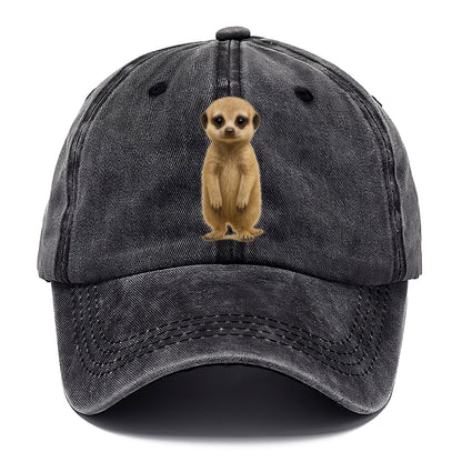 Baby Meerkat - tan fur, dark eye patches, alert stance, bright eyes, front-facing, - Classic Cap - Graphite