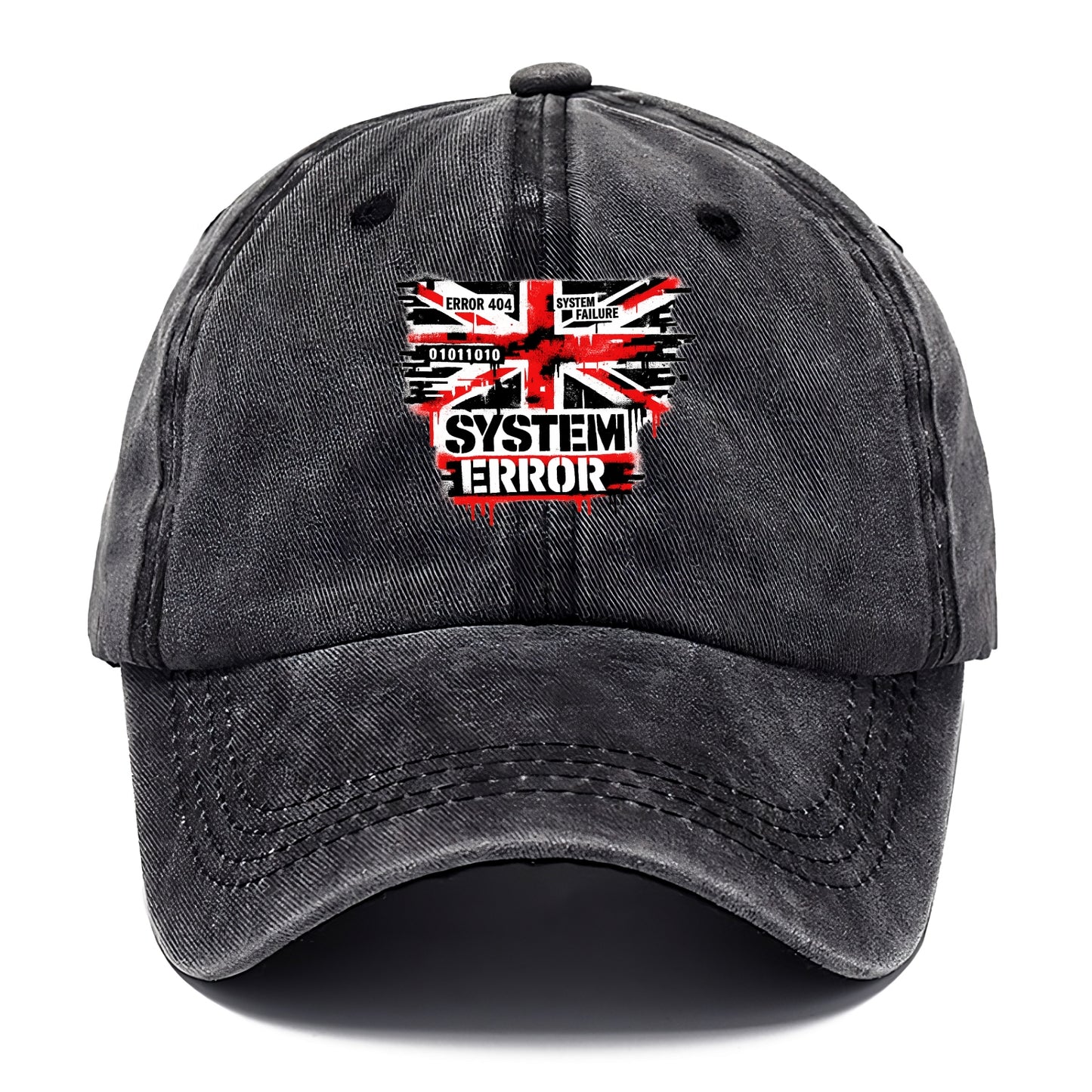 SYSTEM ERROR | Glitch Union Jack pattern | Digital corruption effect | Error code - Classic Cap - Graphite
