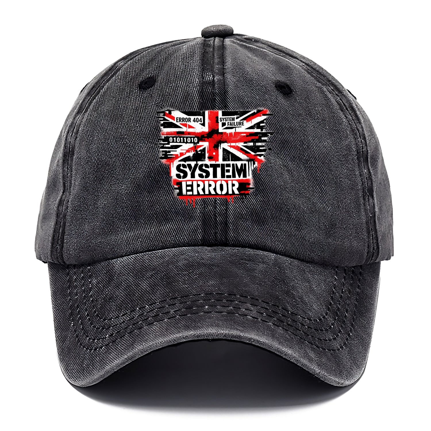 SYSTEM ERROR | Glitch Union Jack pattern | Digital corruption effect | Error code - Classic Cap - Graphite