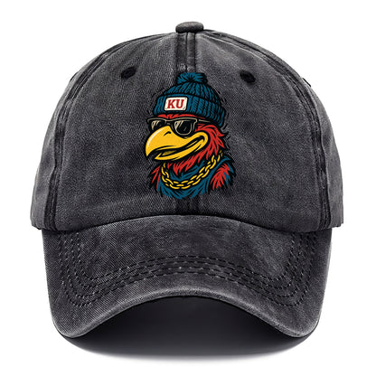 Lawrence Jayhawk wearing Kansas beanie with KU patch - Classic Cap - Graphite