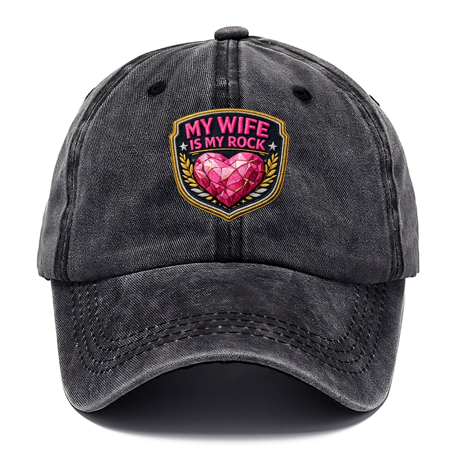 MY WIFE IS MY ROCK - pink rock heart - pink - solid wife - Classic Cap - Graphite