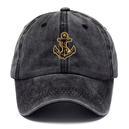 ANCHOR ROPE - classic anchor with rope in navy and gold , sailor - Classic Cap - Graphite
