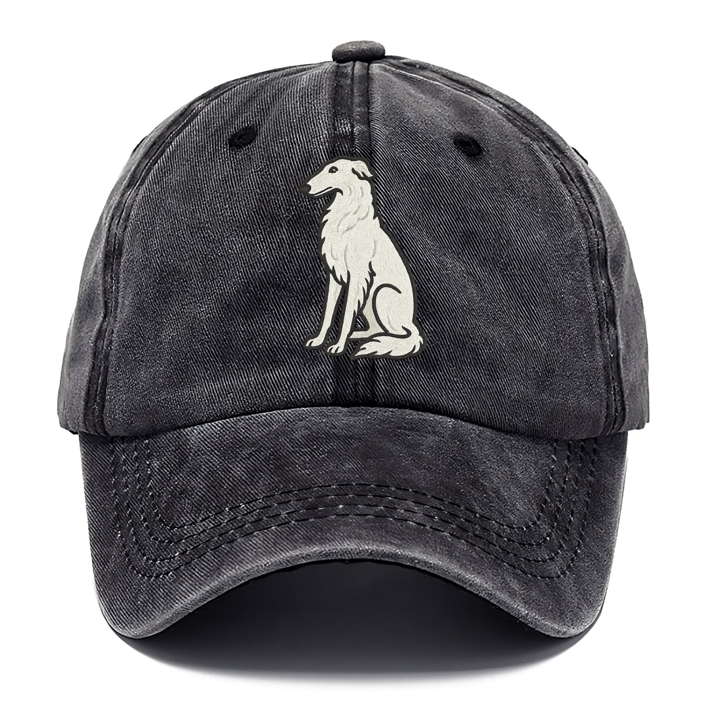 Borzoi - White embroidered sitting pose - Classic Cap - Graphite