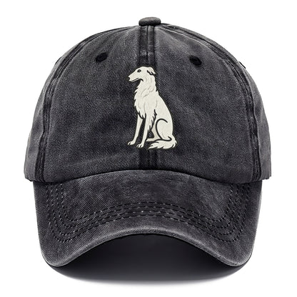 Borzoi - White embroidered sitting pose - Classic Cap - Graphite