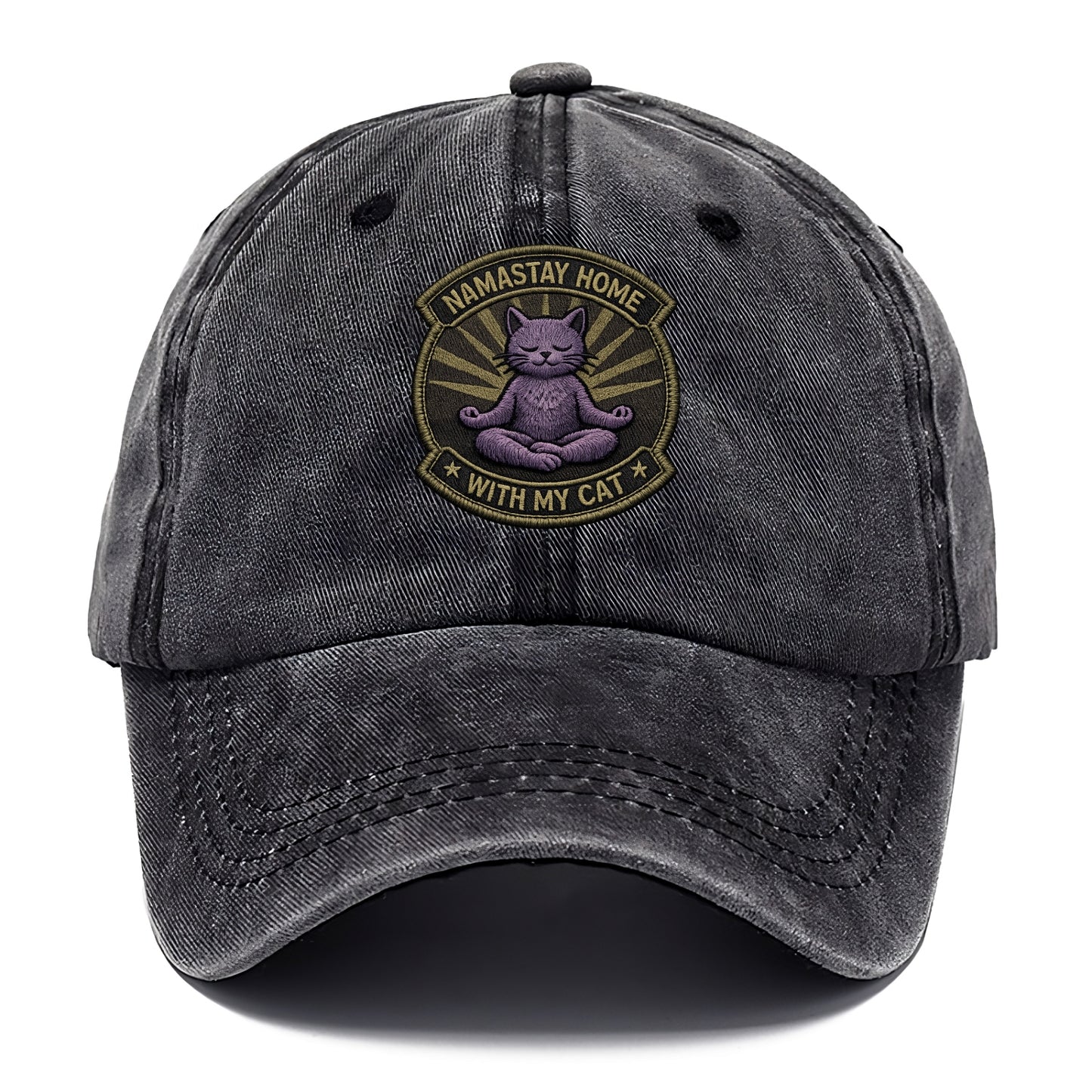NAMASTAY HOME WITH MY CAT - yoga cat in purple , introvert cat - Classic Cap - Graphite