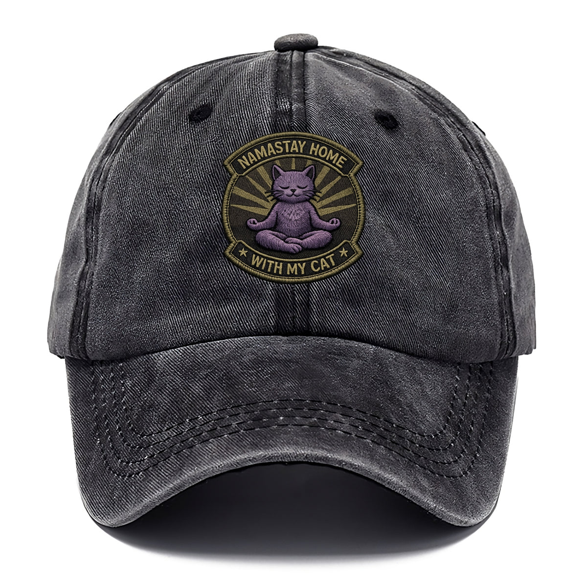 NAMASTAY HOME WITH MY CAT - yoga cat in purple , introvert cat - Classic Cap - Graphite