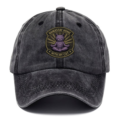 NAMASTAY HOME WITH MY CAT - yoga cat in purple , introvert cat - Classic Cap - Graphite