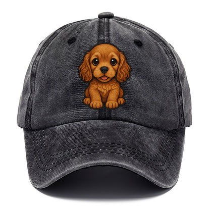 Baby Cocker Spaniel Puppy - long wavy ears, soulful eyes, silky coat, front-facing, - Classic Cap - Graphite