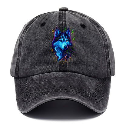 Siberian husky with ice-crystal flowing patterns, electric blue and white swirls, - Classic Cap - Graphite