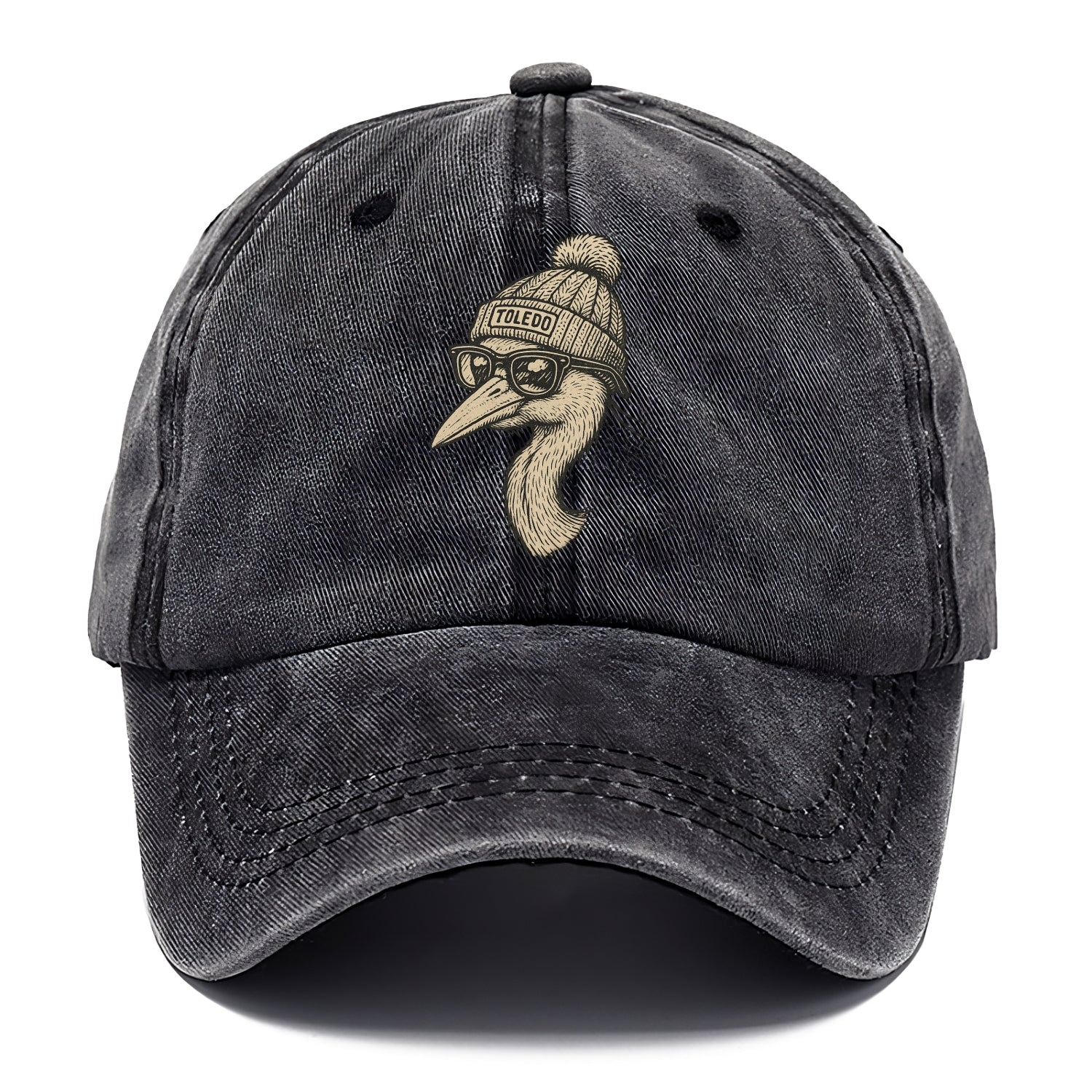 Toledo Great Blue Heron wearing Toledo beanie with pom pom and wayfarer sunglasses - Classic Cap - Graphite