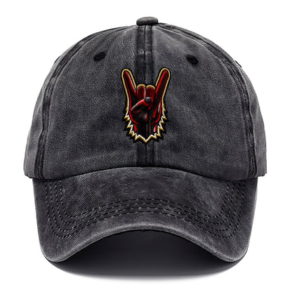 ROCK HAND HORNS - devil horns hand gesture in black and red , metal music - Classic Cap - Graphite