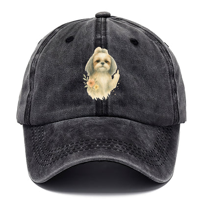 Shih Tzu with long flowing silky hair, tiny paw showing attitude - Classic Cap - Graphite