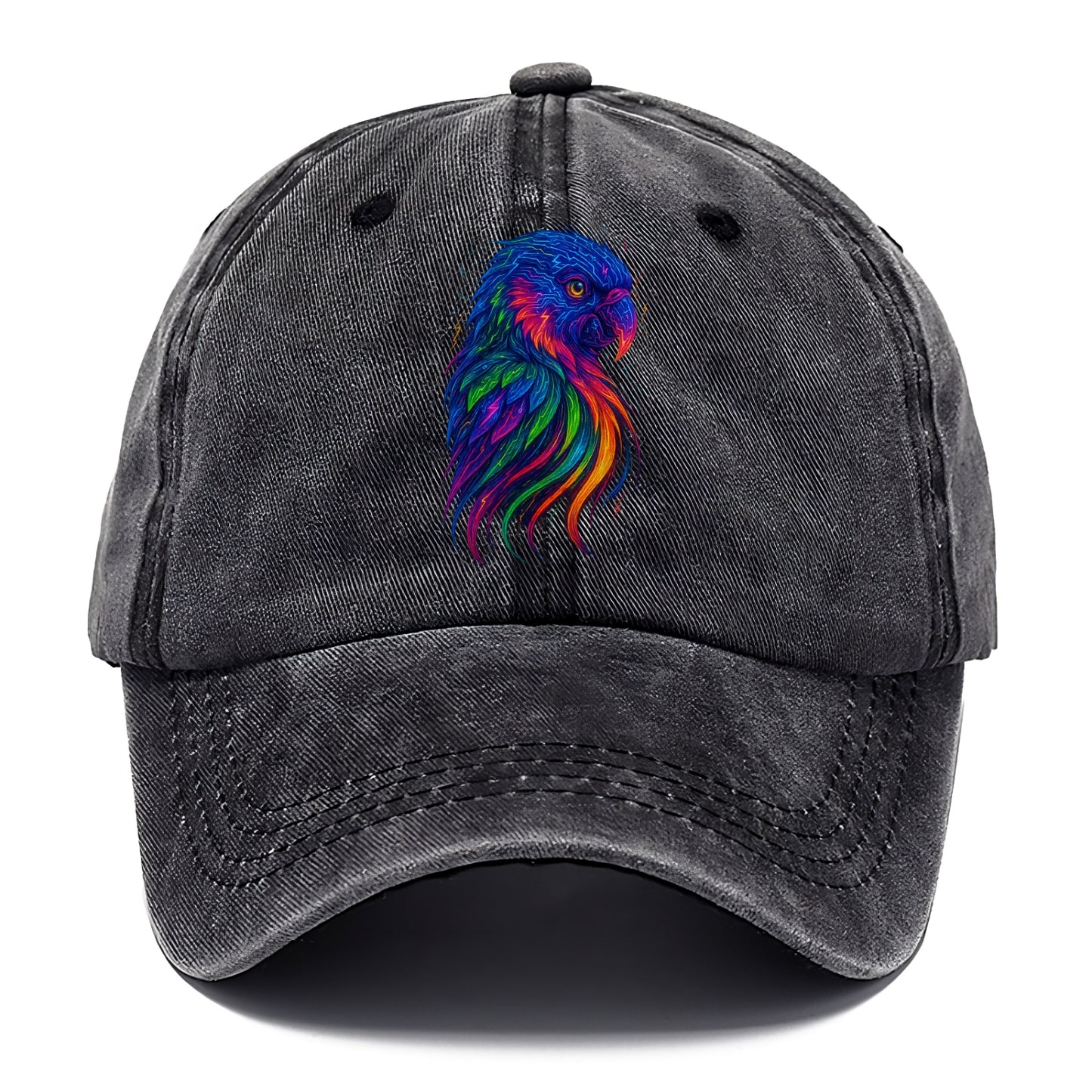 Vibrant parrot with feathers flowing into tropical rainbow streams, every color of - Classic Cap - Graphite