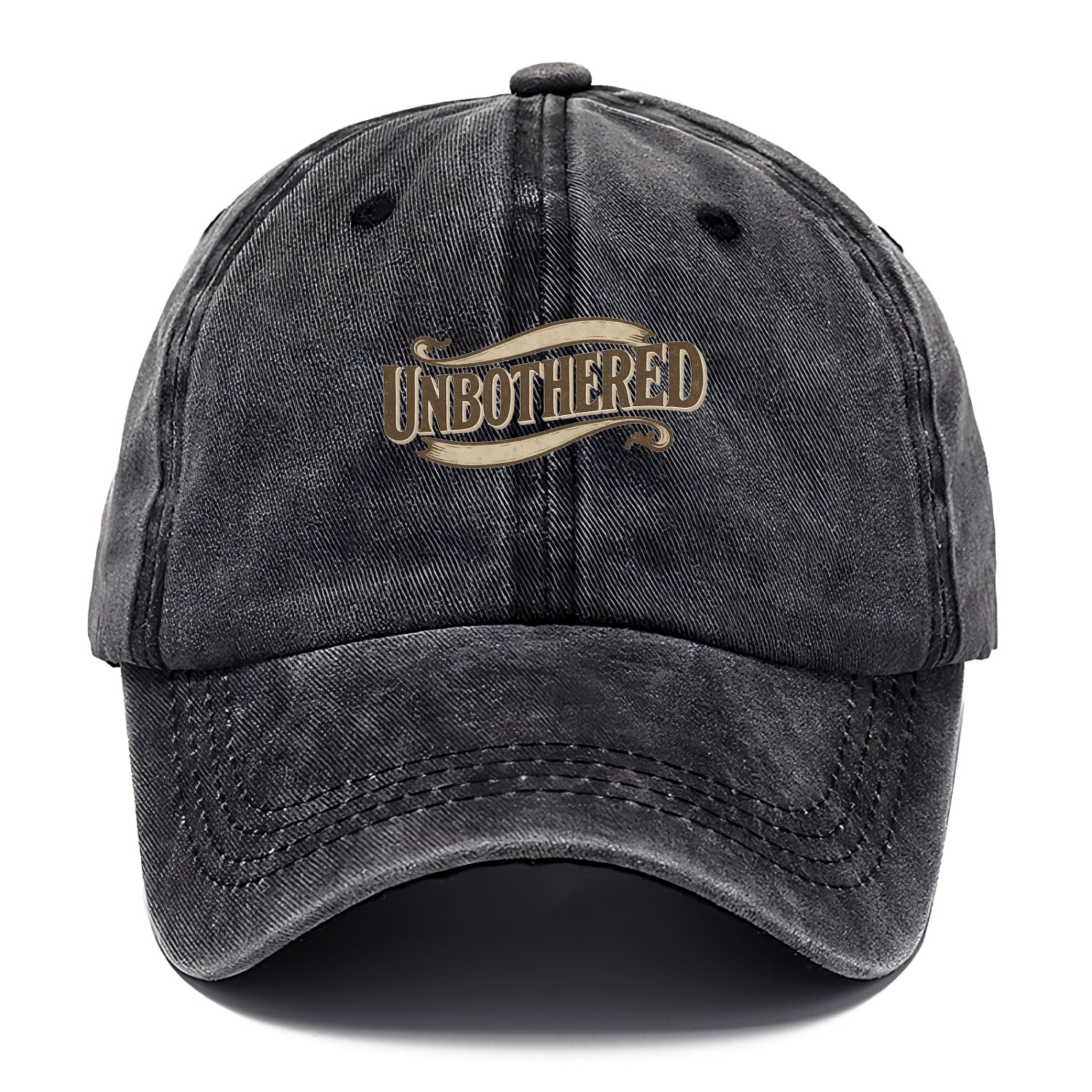 Bold typography design - "UNBOTHERED" - not affected, staying calm - Classic Cap - Graphite