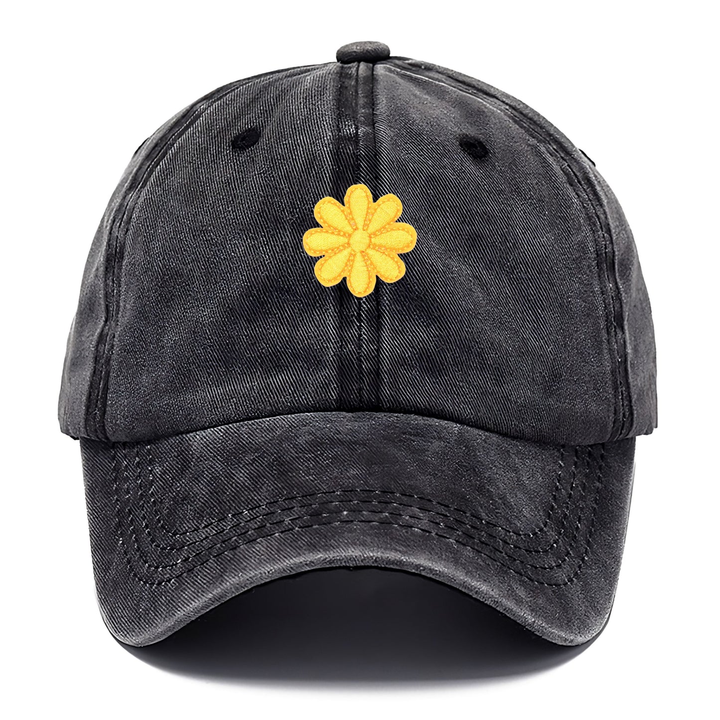Gorra clásica Pandaize con diseño floral bordado en amarillo. Gorra de béisbol ajustable para hombre y mujer. Protección solar. Estilo casual y deportivo.