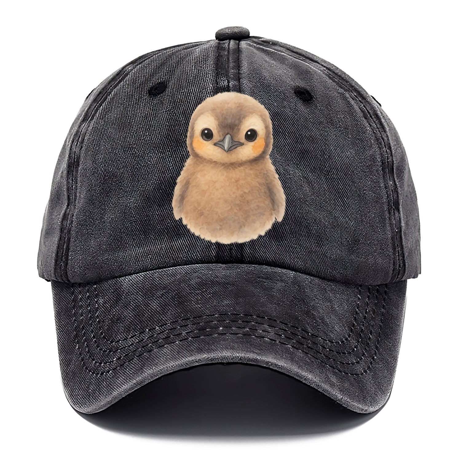 Baby King Penguin - orange cheek patches, fluffy brown, large eyes, front-facing, - Classic Cap - Graphite