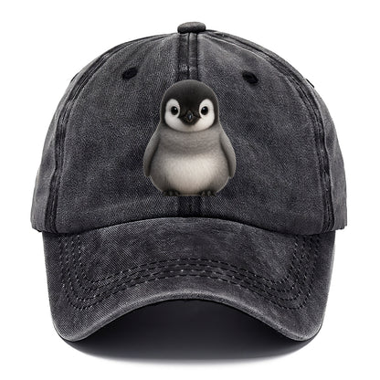 Baby Adelie Penguin - black and white, round body, curious eyes, front-facing, - Classic Cap - Graphite