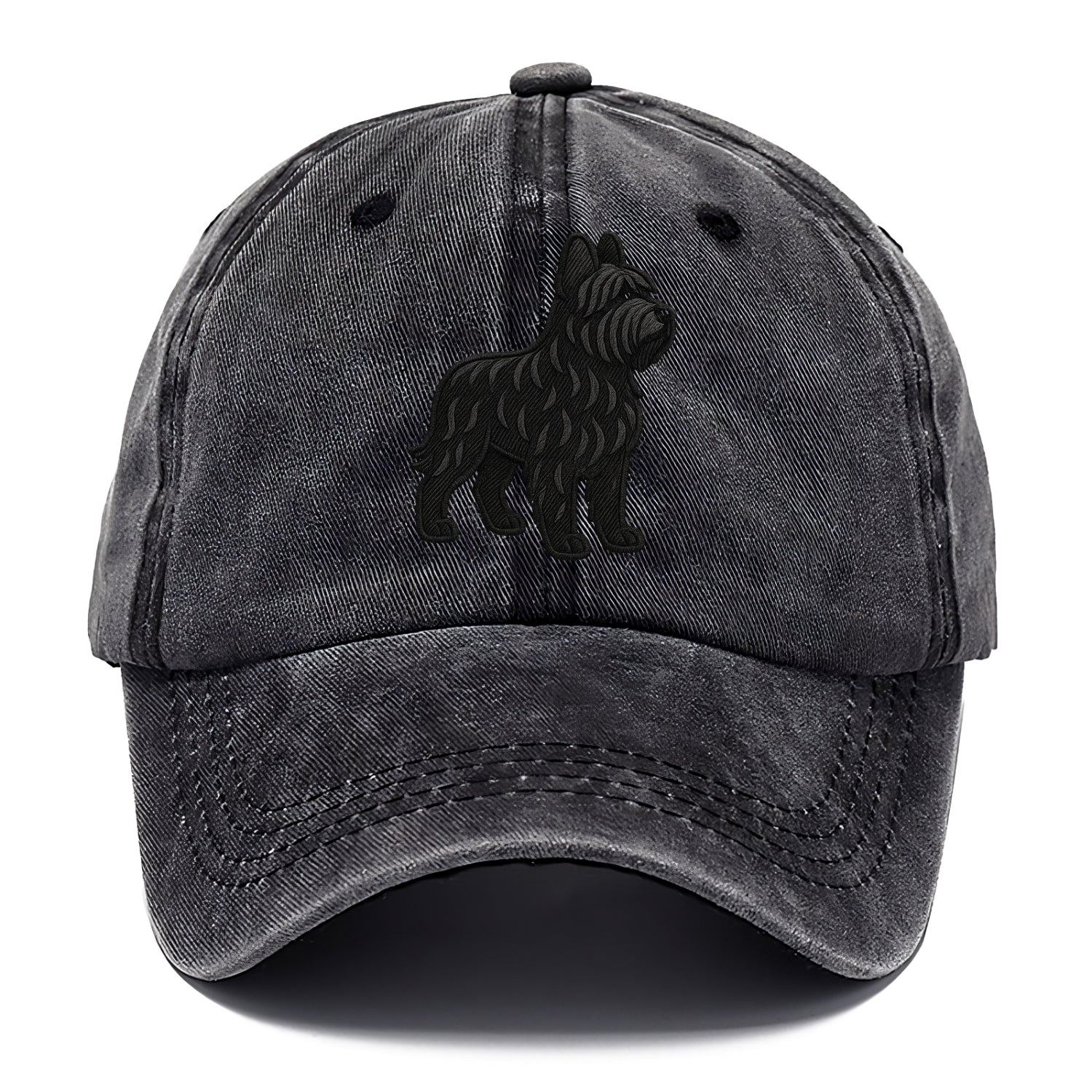 Briard - Black wavy coat embroidered herding pose - Classic Cap - Graphite