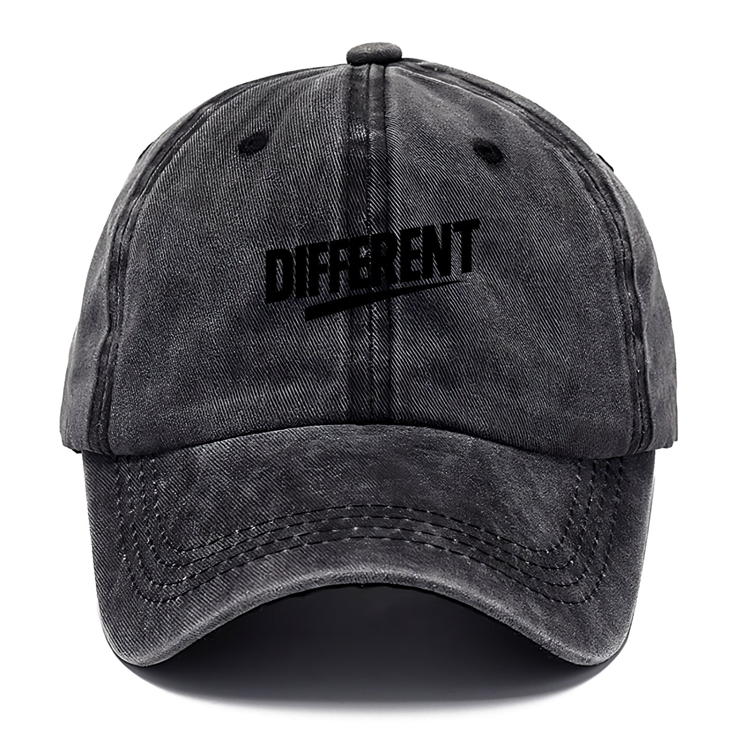 Bold typography design - "DIFFERENT" - standing out, not following crowd - Classic Cap - Graphite