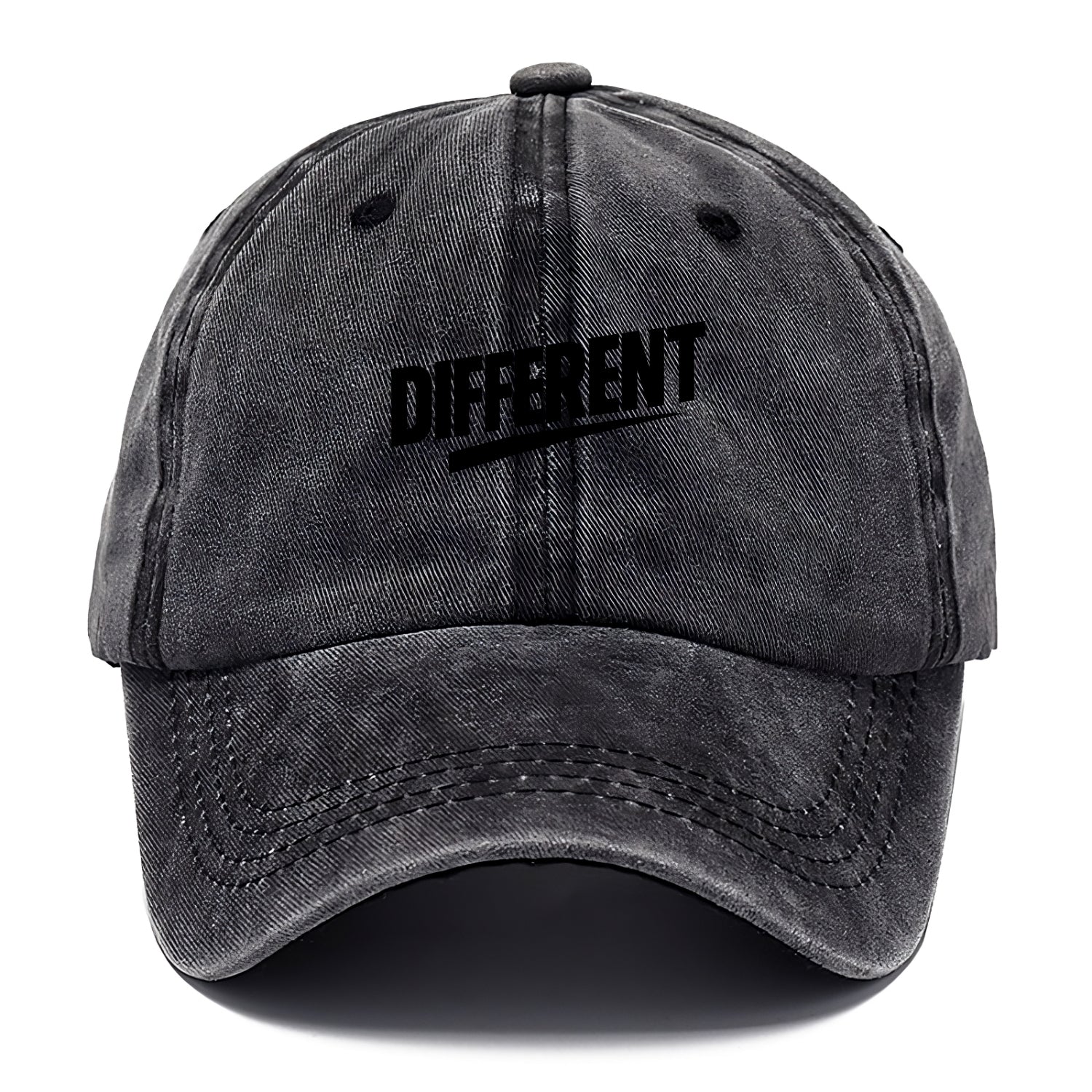 Bold typography design - "DIFFERENT" - standing out, not following crowd - Classic Cap - Graphite