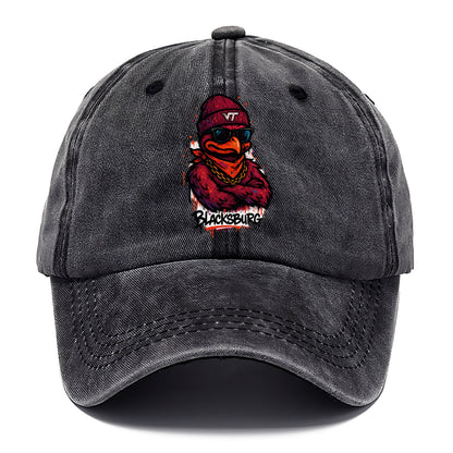 Blacksburg HokieBird wearing Virginia Tech beanie with VT patch - Classic Cap - Graphite