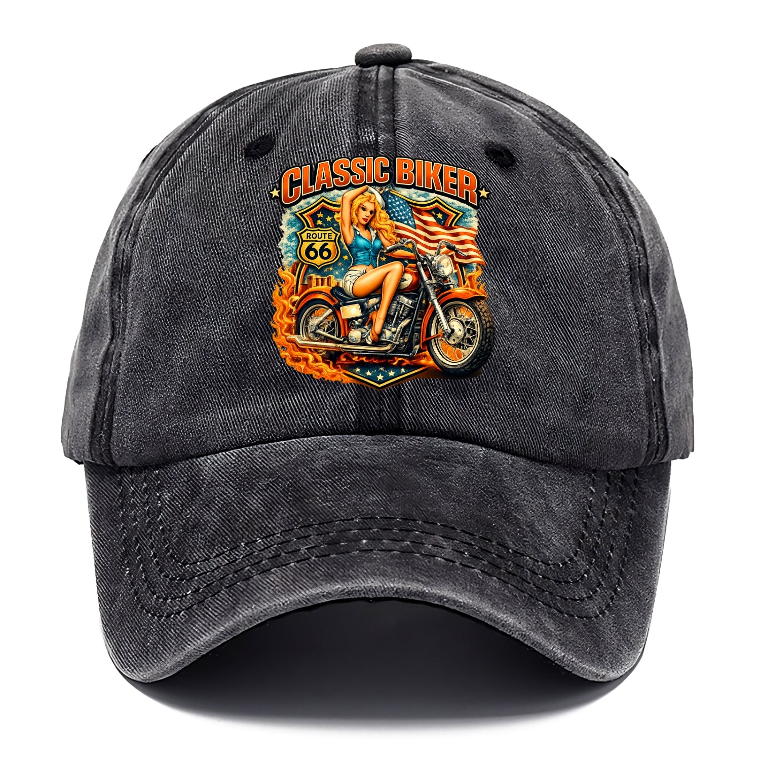 Classic Pinup Biker - Classic Cap - Graphite