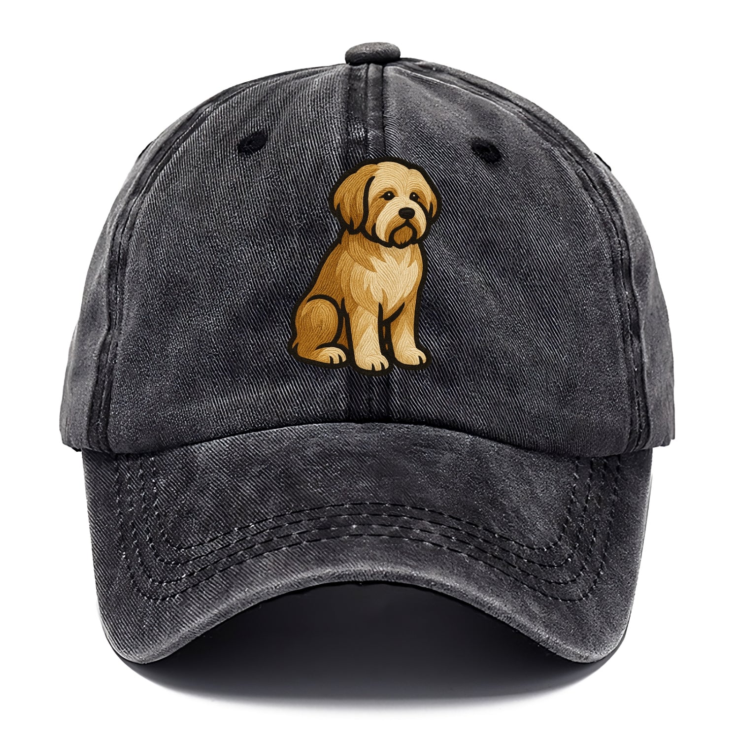 Tibetan Terrier - Gold and white embroidered sitting pose - Classic Cap - Graphite