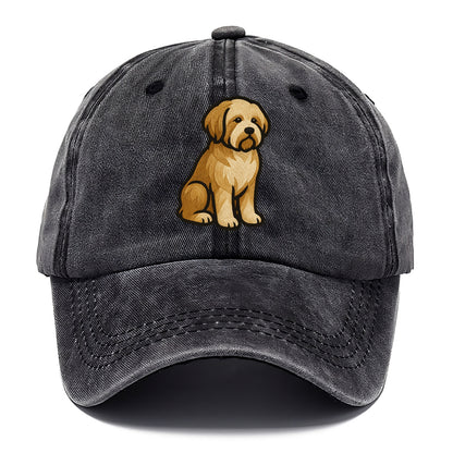 Tibetan Terrier - Gold and white embroidered sitting pose - Classic Cap - Graphite