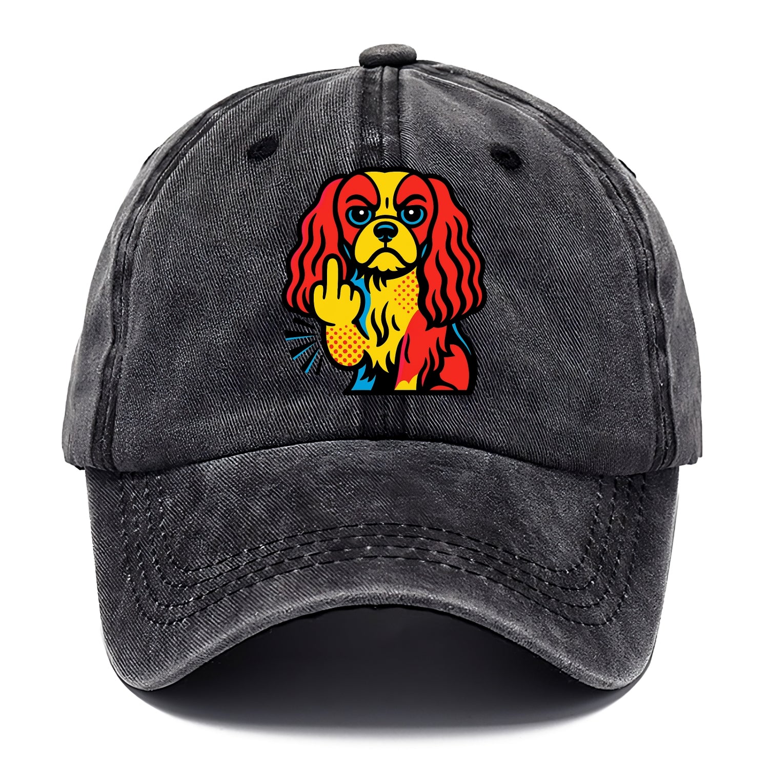 Cavalier King Charles Spaniel with long ears, regal paw giving finger - Classic Cap - Graphite