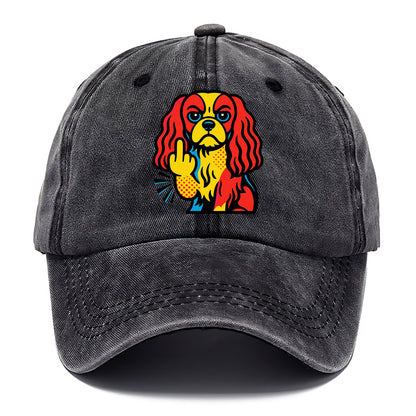 Cavalier King Charles Spaniel with long ears, regal paw giving finger - Classic Cap - Graphite