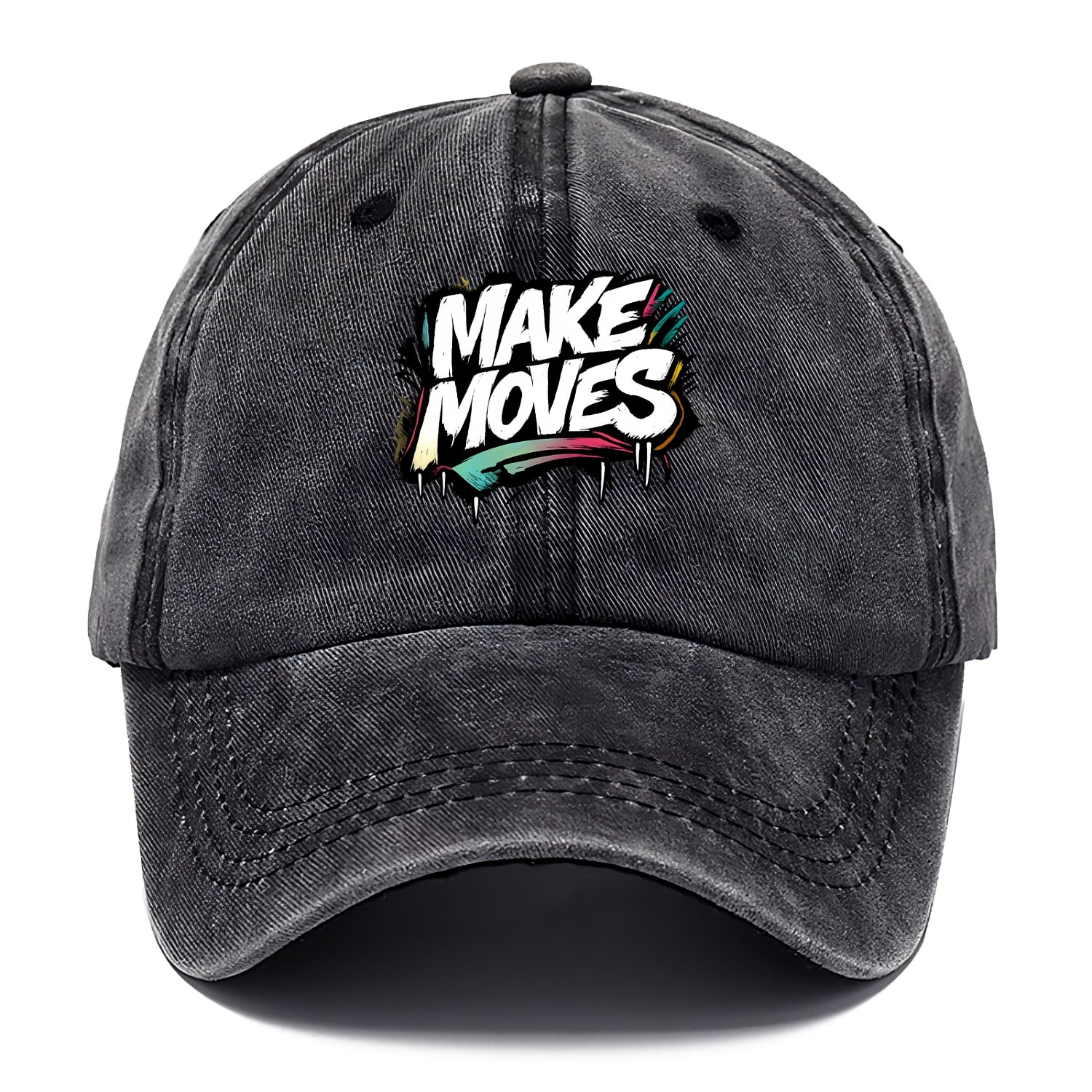 Bold typography design - "MAKE MOVES" - take action, progress forward - Classic Cap - Graphite