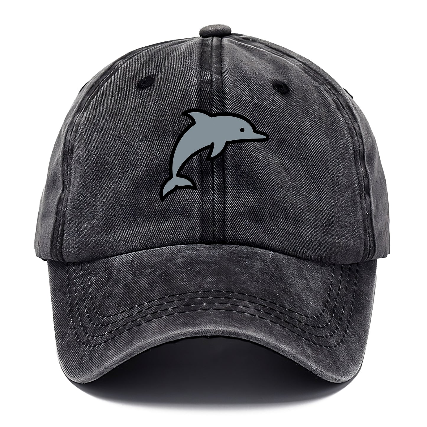 Bottlenose Dolphin - Gray jumping pose flat side profile - Classic Cap - Graphite