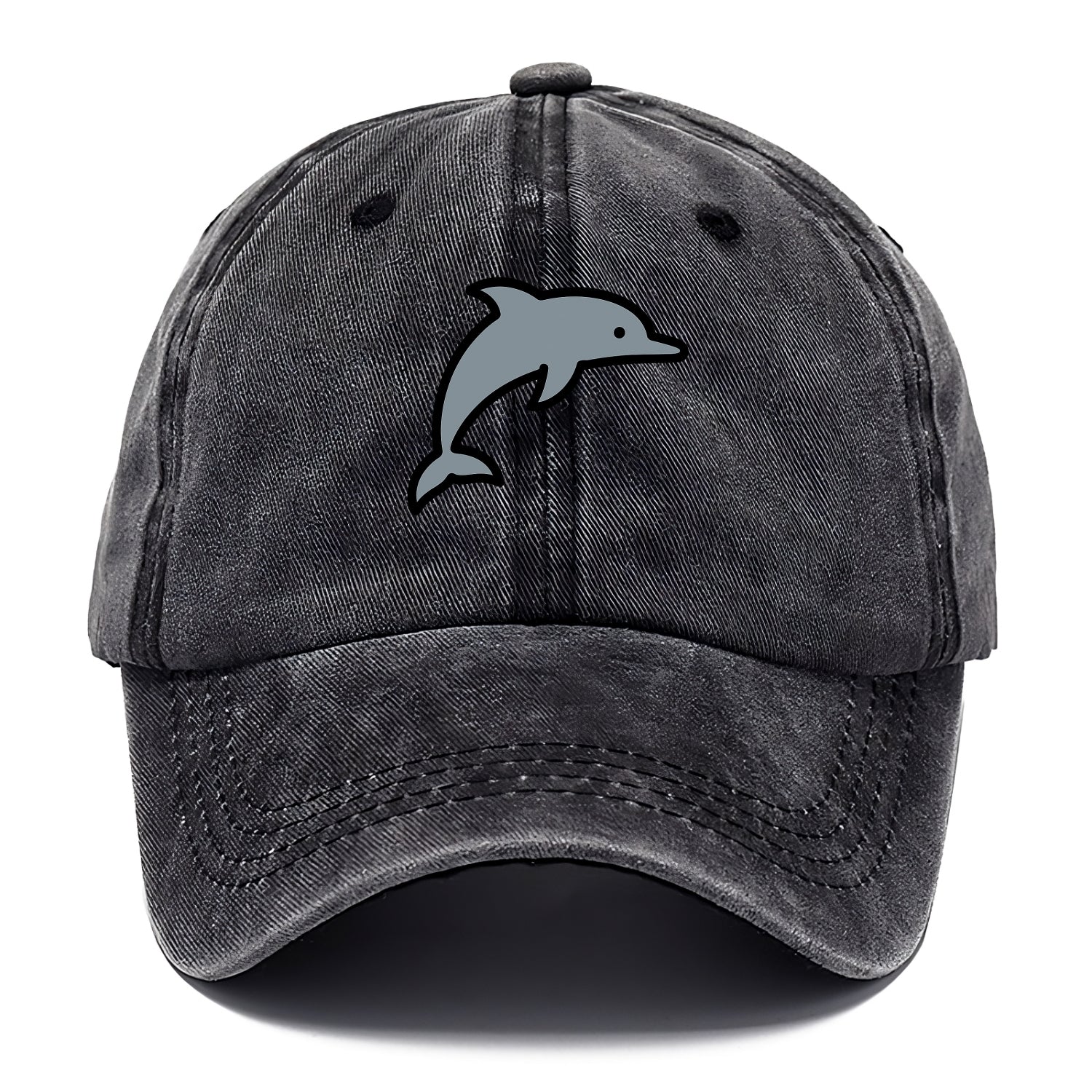 Bottlenose Dolphin - Gray jumping pose flat side profile - Classic Cap - Graphite