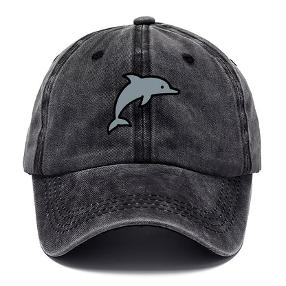 Bottlenose Dolphin - Gray jumping pose flat side profile - Classic Cap - Graphite