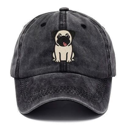 Pug - Tilted head with tongue out - Classic Cap - Graphite