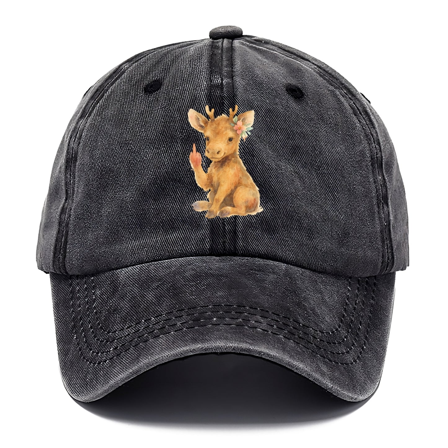 baby moose with adorable tiny antlers, one hoof raised in attitude - Classic Cap - Graphite