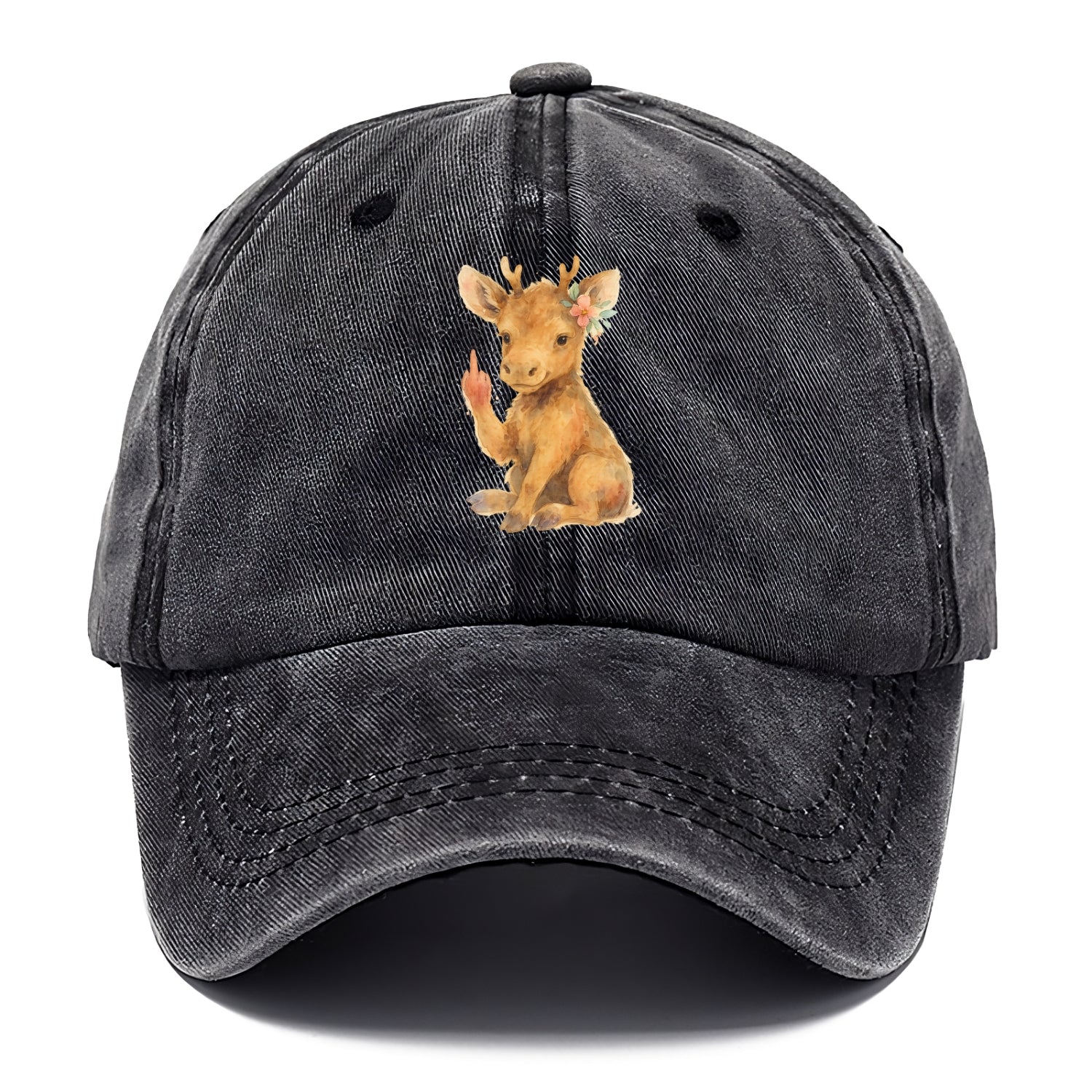 baby moose with adorable tiny antlers, one hoof raised in attitude - Classic Cap - Graphite