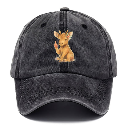 baby moose with adorable tiny antlers, one hoof raised in attitude - Classic Cap - Graphite