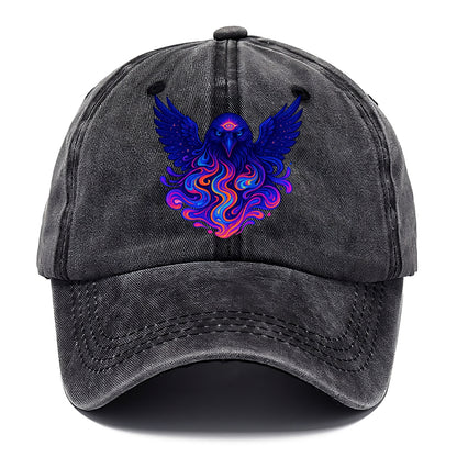 Mysterious raven with feathers showing future visions in neon colors, wings spread - Classic Cap - Graphite