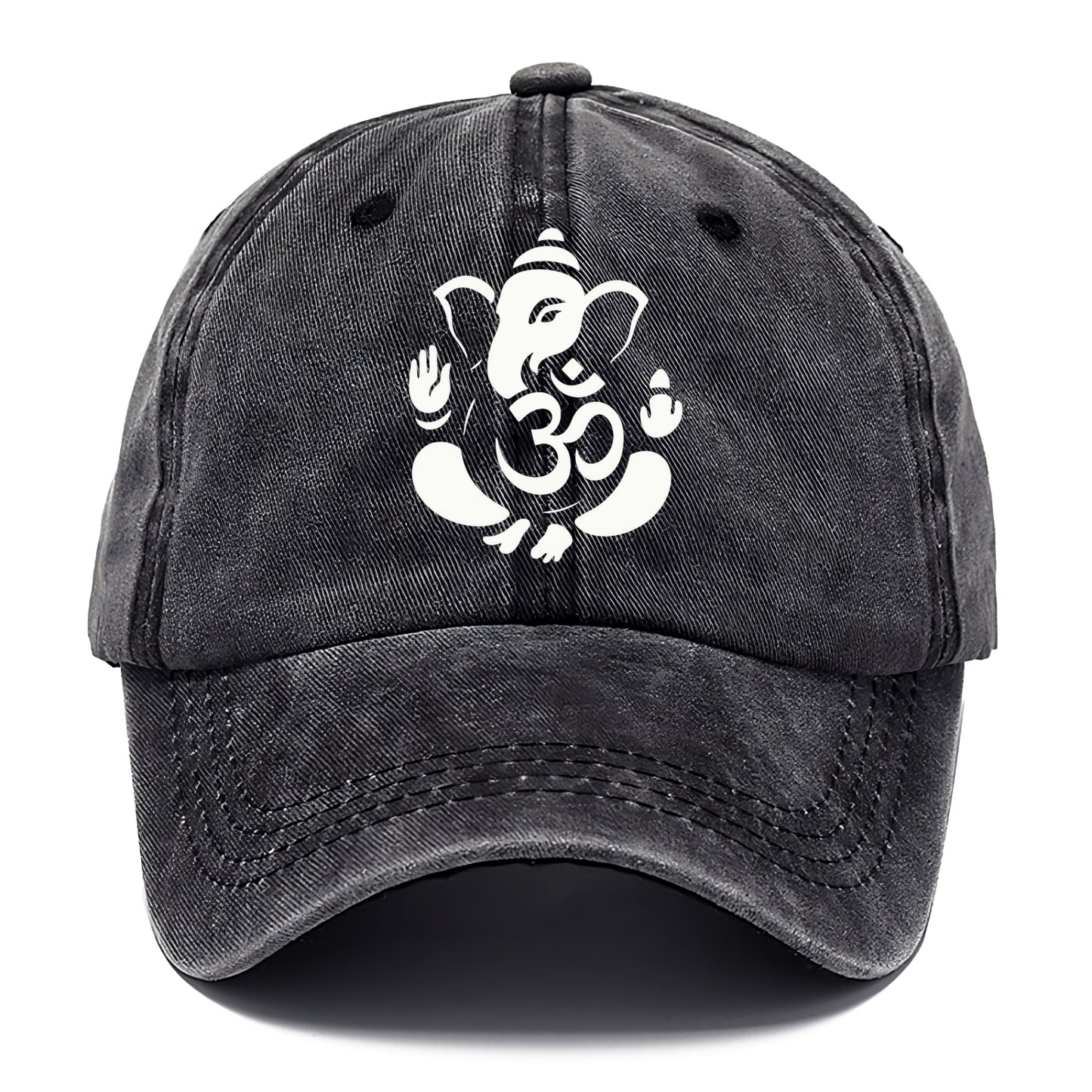 Ganesha elephant silhouette - negative space creates om symbol - Classic Cap - Graphite