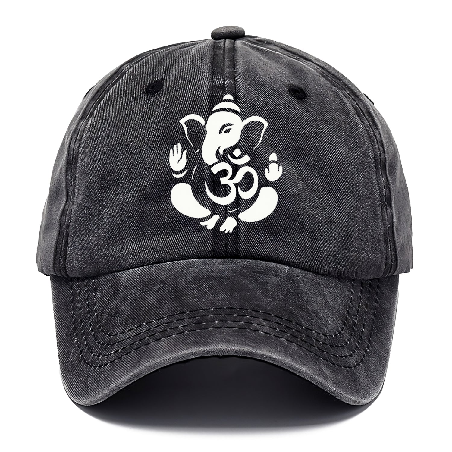 Ganesha elephant silhouette - negative space creates om symbol - Classic Cap - Graphite