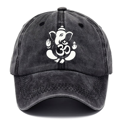 Ganesha elephant silhouette - negative space creates om symbol - Classic Cap - Graphite