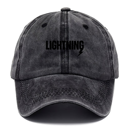 Bold typography design - "LIGHTNING" - fast, electric, striking - Classic Cap - Graphite