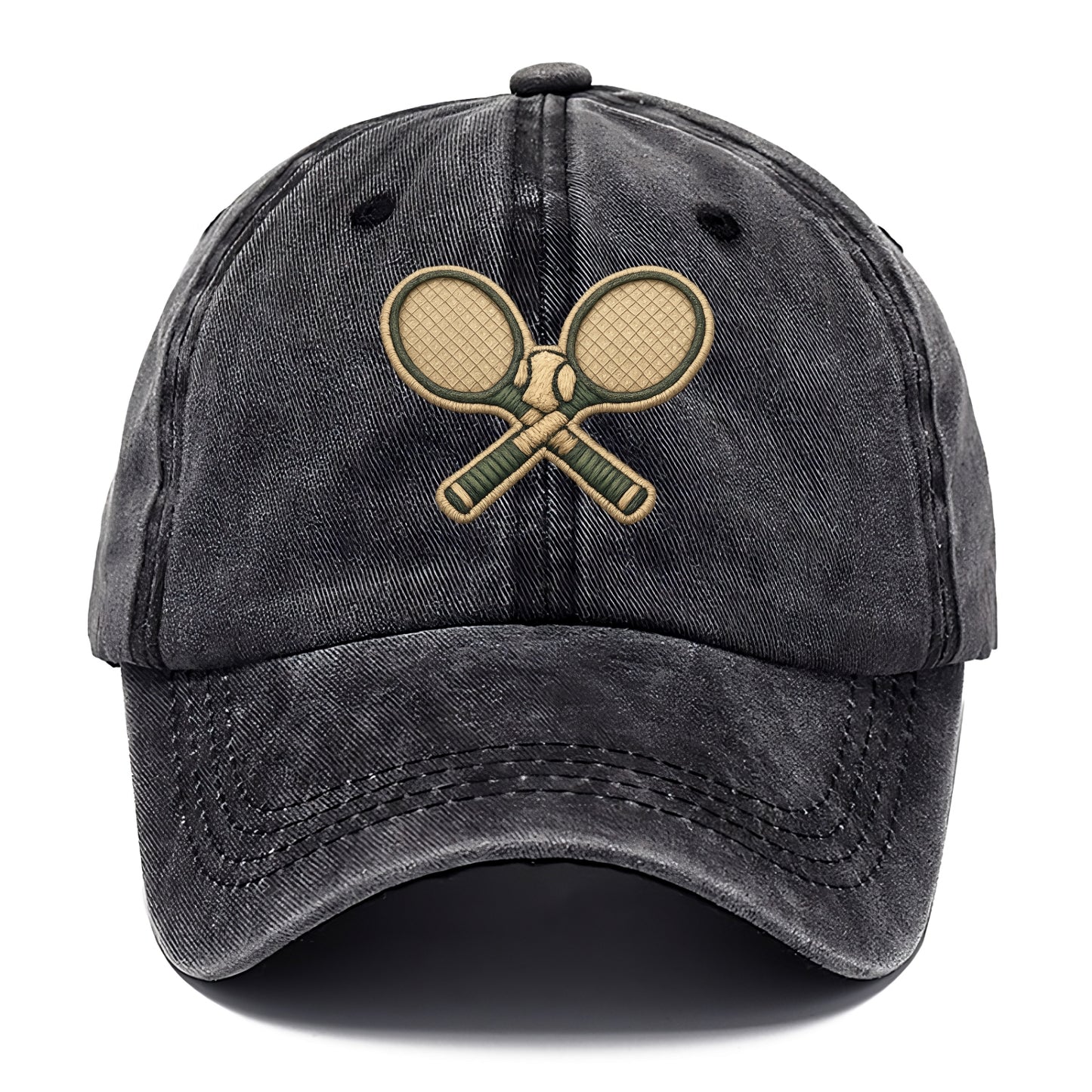 Embroidered patch design - TENNIS RACKET CROSSED - tennis rackets with ball in white - Classic Cap - Graphite