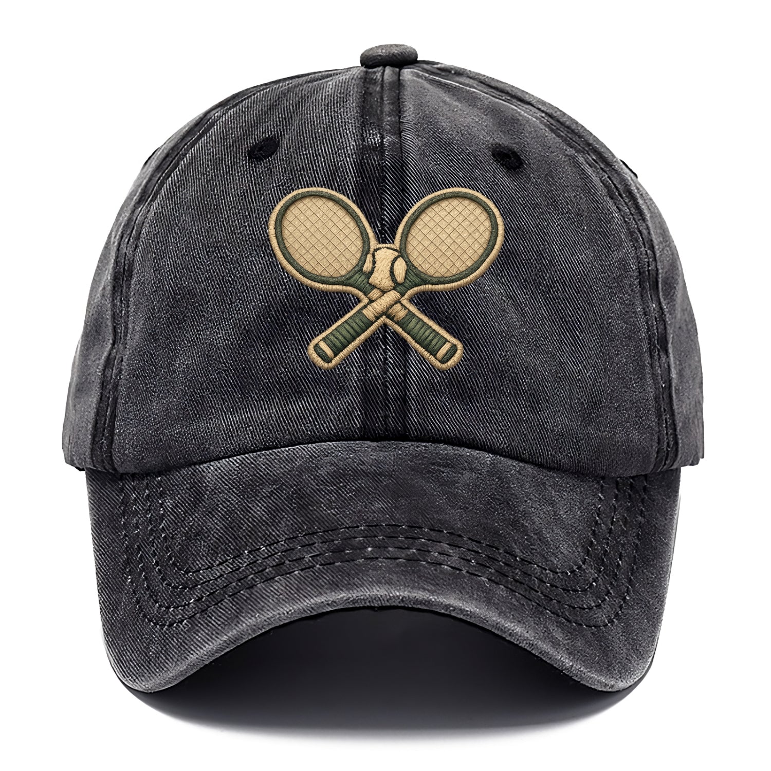 Embroidered patch design - TENNIS RACKET CROSSED - tennis rackets with ball in white - Classic Cap - Graphite