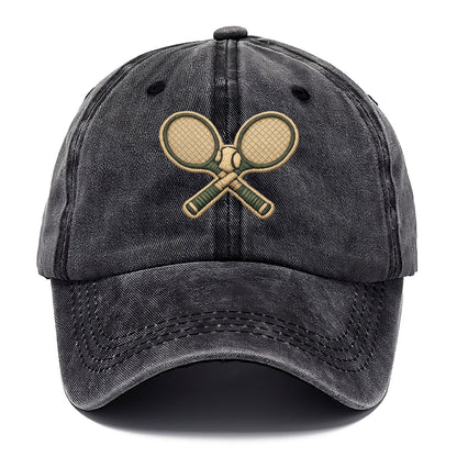 Embroidered patch design - TENNIS RACKET CROSSED - tennis rackets with ball in white - Classic Cap - Graphite